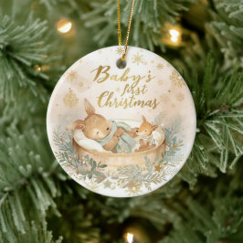 Baby's första jul dubbelsidig keramik julgransprydnad keramik