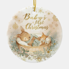 Baby's första jul dubbelsidig keramik julgransprydnad keramik