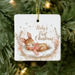 Baby's första jul En fyrkantig minnessaker Julgransprydnad Keramik