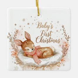 Baby's första jul En fyrkantig minnessaker Julgransprydnad Keramik