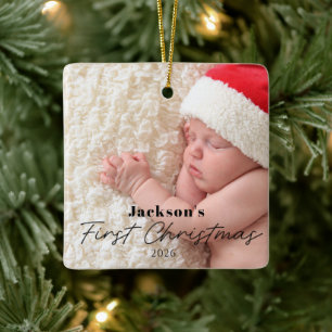 Baby's Första Jul Enkla Moderna Foto Julgransprydnad Keramik