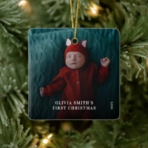 Babys första jul Födelsetal Tillkännagivande Julgransprydnad Keramik