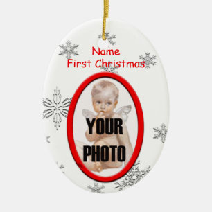Babys första jul Foto Ram Ornamet Julgransprydnad Keramik