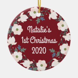 Baby's första jul fotoblossomkrans julgransprydnad keramik