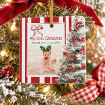 Baby's första jul fotored stripes bow tree