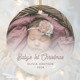 Baby's första jul fotot röda retro stil julgransprydnad keramik