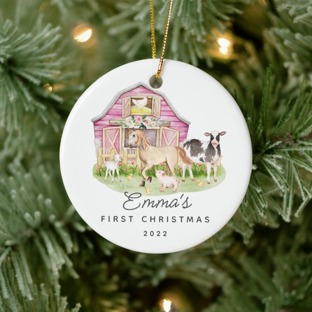 Baby's första jul gård vänlig keramisk ornament (Träd)