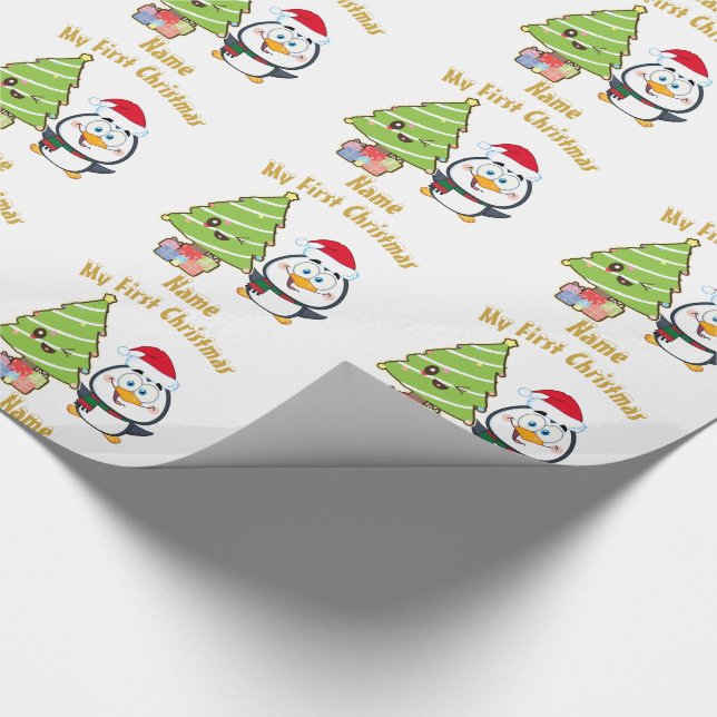 Babys FÖRSTA Jul-GIFTWRAP-Personlig Presentpapper (Hörn)