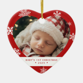 Baby's första jul hjärtformad fotoornament julgransprydnad keramik