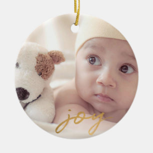 Babys första jul Joy Guld Snöflingor Anpassnings Julgransprydnad Keramik