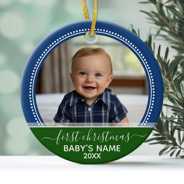 Babys första jul julgransprydnad keramik (Personalized ceramic photo ornament)
