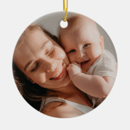 Baby's första jul minimala röda båge foto julgransprydnad keramik