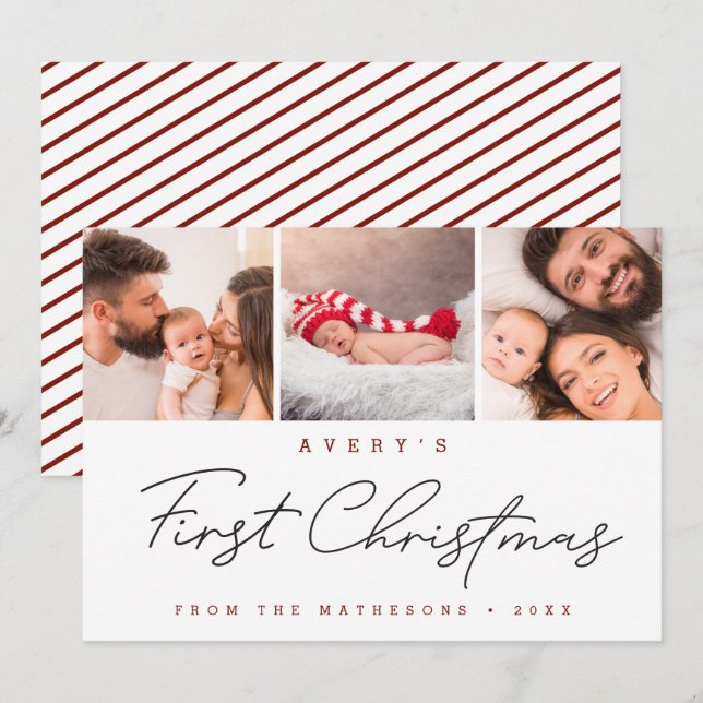 Baby's första jul Moderna fotokollage Julkort (Fram/baksida)