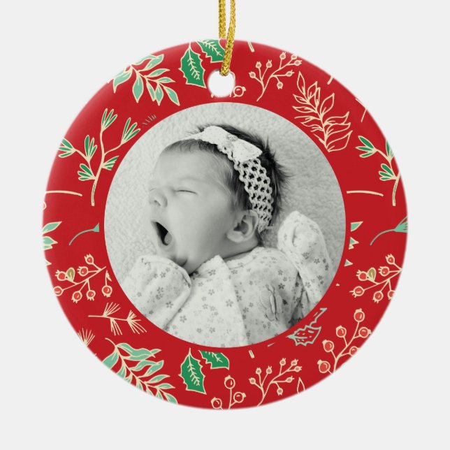 Babys Första jul Mönster Ornament i Helgdag (Framsidan)