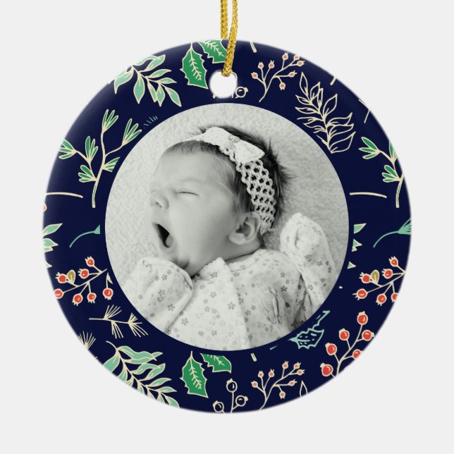 Babys Första jul Mönster Ornament i Helgdag (Framsidan)