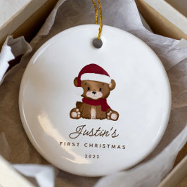 Baby's första jul nallebjörn julgransprydnad keramik