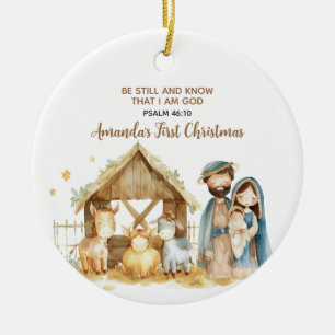 Baby's första jul Nativity Djur Bibelvers Julgransprydnad Keramik
