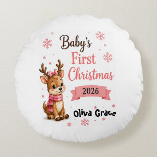 Baby's första jul Nötkreatur Personlig Rund Kudde