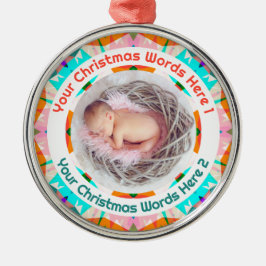 Babys första jul orange blå rosa foto present julgransprydnad metall