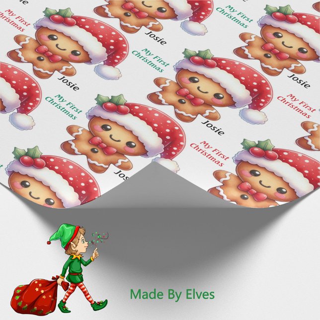 Baby's Första Jul Pepparkaksbulle Lägg till Namn Presentpapper (Skapare uppladdad)