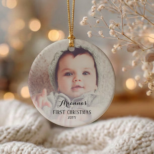 Baby's första jul Personlig foto Julgransprydnad Keramik