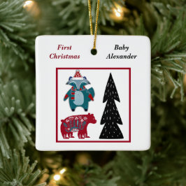 Babys Första jul-Personligen Nordic People Art Julgransprydnad Keramik