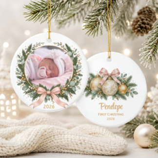 Baby's första jul röda foto julgransprydnad keramik