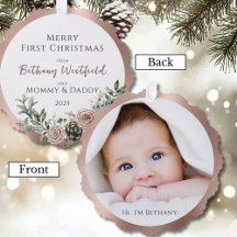 Baby's första jul Rosa Guld Foto Minnessaker