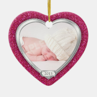 Babys Första jul Rosa Silver Photo Julafton Julgransprydnad Keramik
