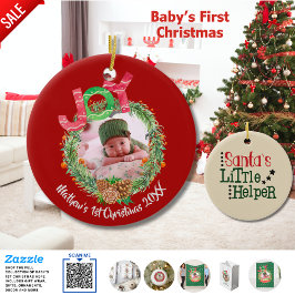 Babys första jul Santas Little Helper PHOTO Julgransprydnad Keramik
