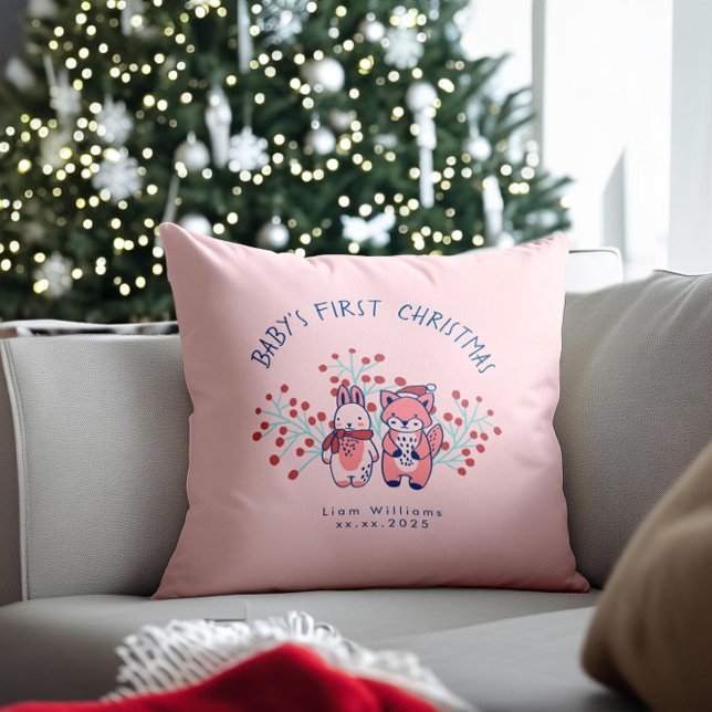 Baby's första jul skogs vänner  kudde (Skapare uppladdad)