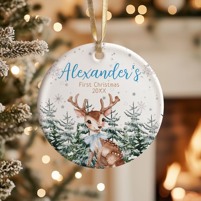 Babys första jul skogsren julgransprydnad keramik (Skapare uppladdad)