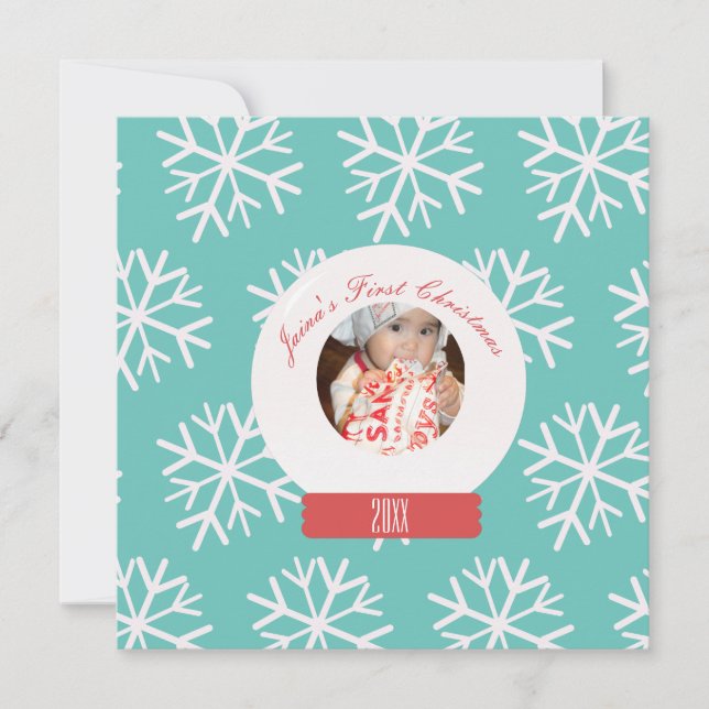Baby's första jul Snökupol Snöflingor Teal  (Framsida)