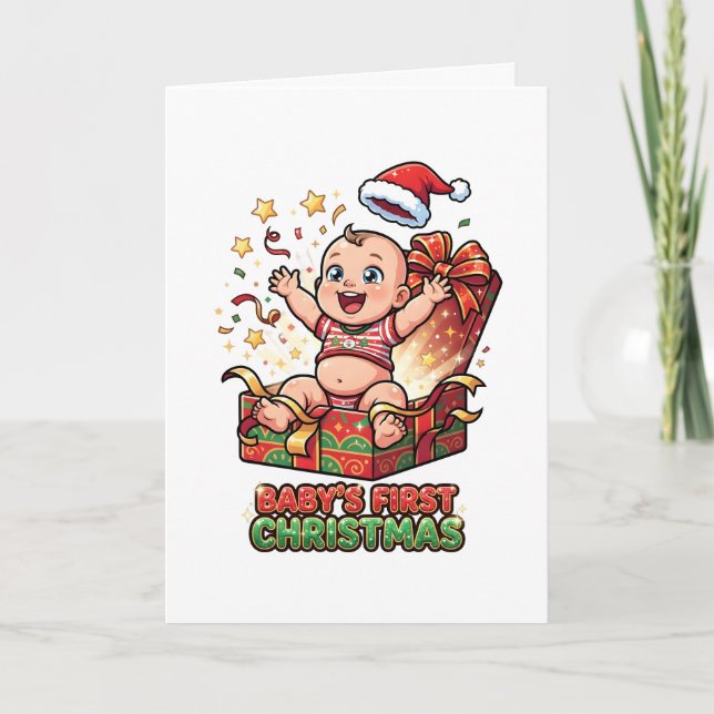 Baby's första jul Söt babypresent  Kort (Framsida)