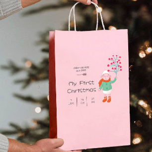 Baby's första jul - Söt lammkonst på rosa