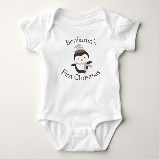 Baby's Första Jul Söt Vinter Pingvin T Shirt (Framsida)