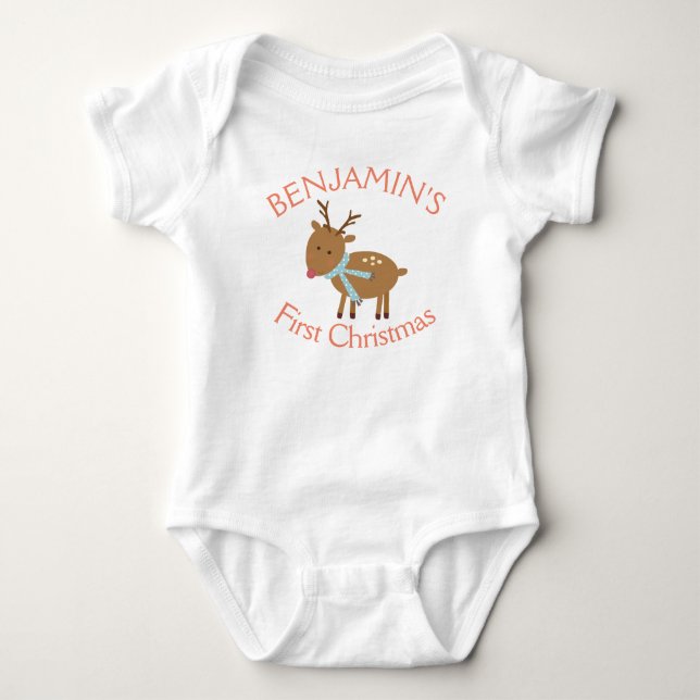 Baby's Första Jul Söt Vinter Renar T Shirt (Framsida)