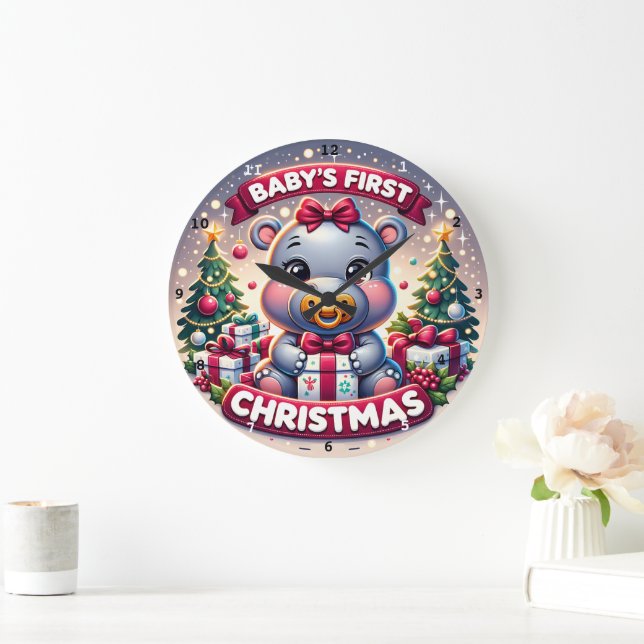 Baby's första jul söta björn högtid stor klocka (Hem)
