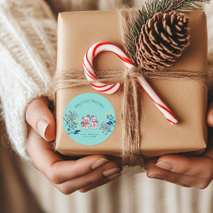 Babys första jul söta Gris och Björn Runt Klistermärke