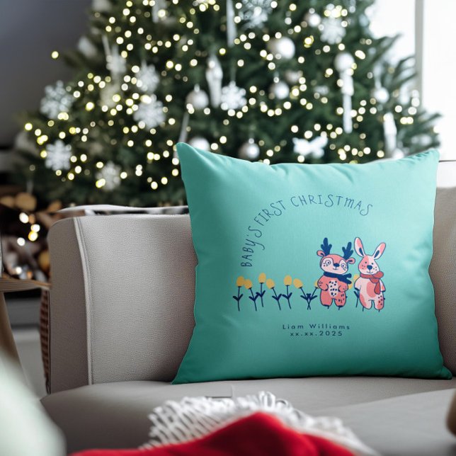 Baby's första jul söta renar vänner kudde (Skapare uppladdad)