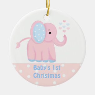 Babys första jul söta rosa elefant julgransprydnad keramik