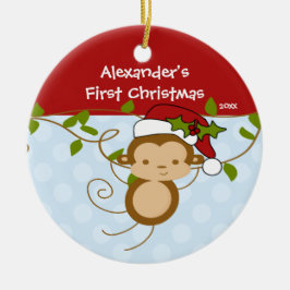 Baby's första juldekoration Pojke Santa Apa