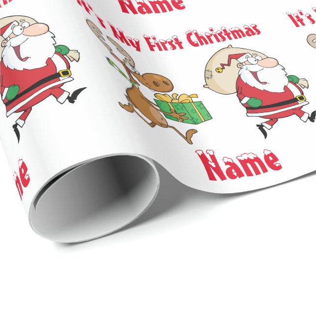Babys Första julen, Giftwrap Funny Santa Presentpapper (Rullad Hörn)