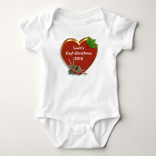 Babys Första julens helgdag t-shirt-personlig Tee Shirt (Framsida)