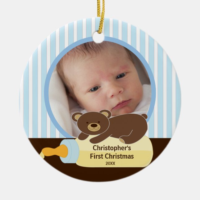 Babys Första julfoto Ornament Bear (Framsidan)