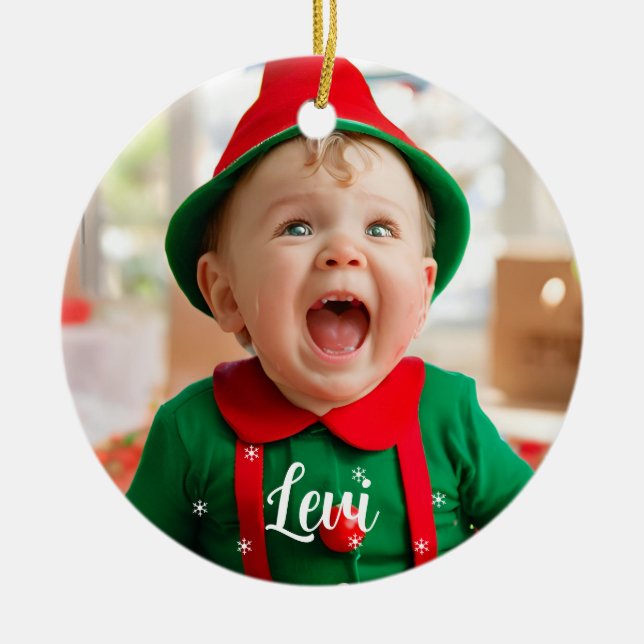Babys första julgranskryss | lärlingälva julgransprydnad keramik (Framsidan)
