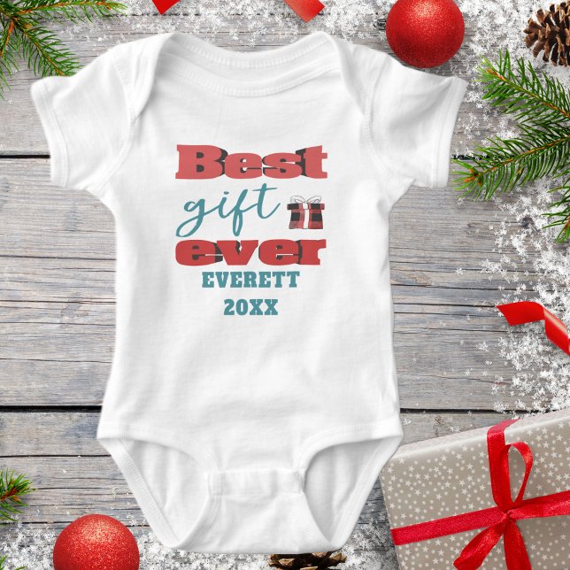 Babys första julnamn t shirt (Baby's First Christmas - Cute Best Gift Ever Body Suit for babies. )