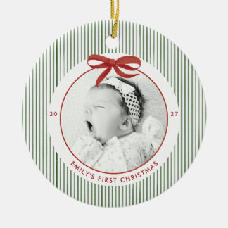 Baby's första julrandig julgransprydnad keramik