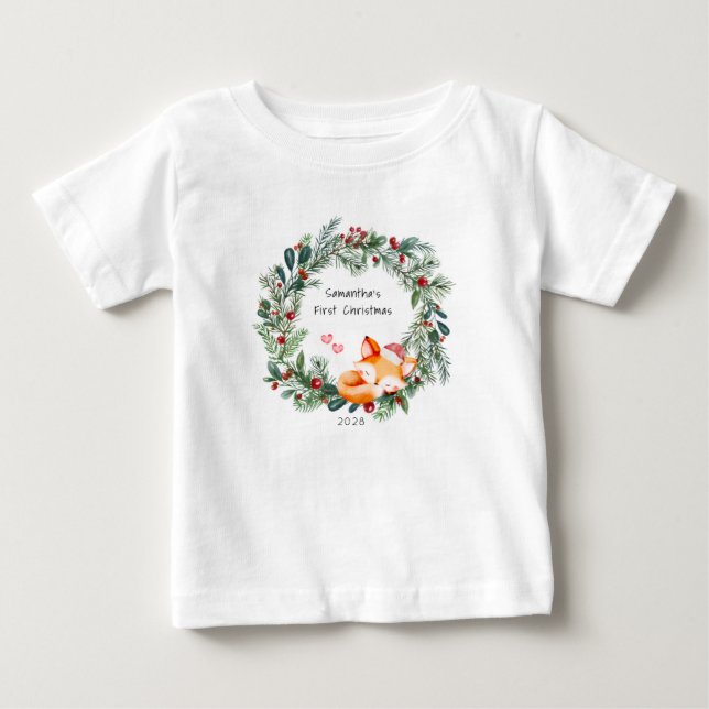 Babys första julrävunge t shirt (Framsida)