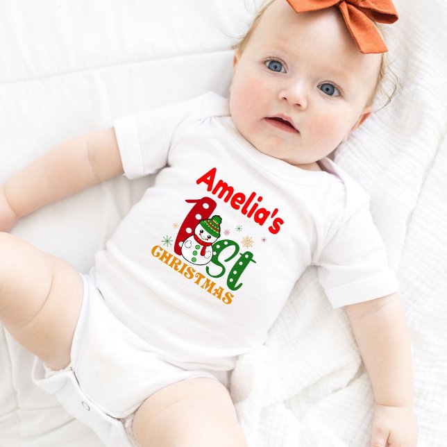Baby's Första Julsnömannen Personlig Vit T Shirt (Skapare uppladdad)